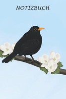 Notizbuch Amsel Vogel Zeichnung: Vogeltagebuch A5 Kariert FüR