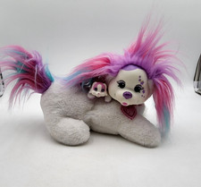 Puppy Surprise w/1 baby. Just Play Ed Kaplan White Rainbow Fur Glitter VGUC 14"