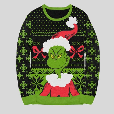 Men Dr. Seuss The Grinch Sweater - Green/Black L - Image 1 of 4