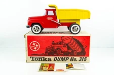 Vintage Tonka Dump Truck Red Yellow 315 w/ Original Box - Near Mint