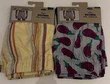 Old Navy Boxers Mens XL Eggplant Yellow 2 Pack