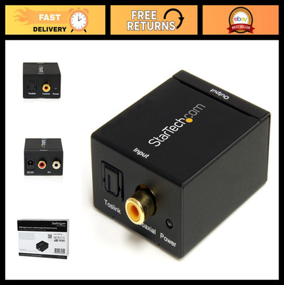 Digital Coaxial Toslink Optical to Stereo RCA Audio Converter Adapter - Black