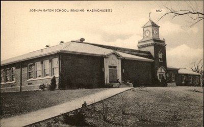 Joshua Eaton School Reading Massachusetts vintage postcard g813
