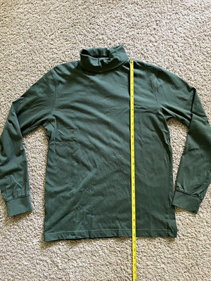 L.L.Bean Men's Carefree Unshrink Turtleneck Shirt 100% Cotton Green S Regular