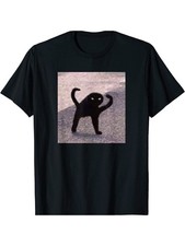 Glossy Finish Funny Cursed Cat Meme T-shirt - Angry As Fuch Design Black