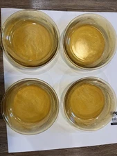 Vtg Set Arcoroc Sierra 1.5” Deep Bowl Gold Amber Textured Arc International 4