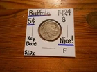1924S Buffalo Nickel F NICE!!!! Key Date!!!! WOW!!!!!!