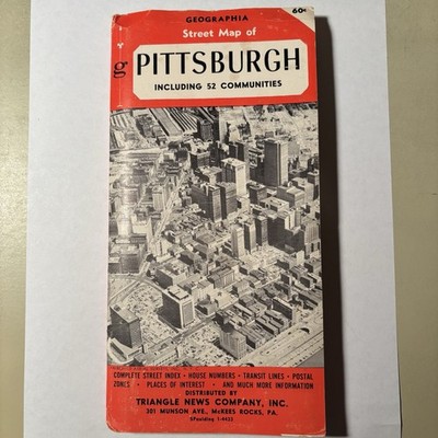 Geographia Pittsburgh PA Complete City Street Road Map 52 Communities Vintage