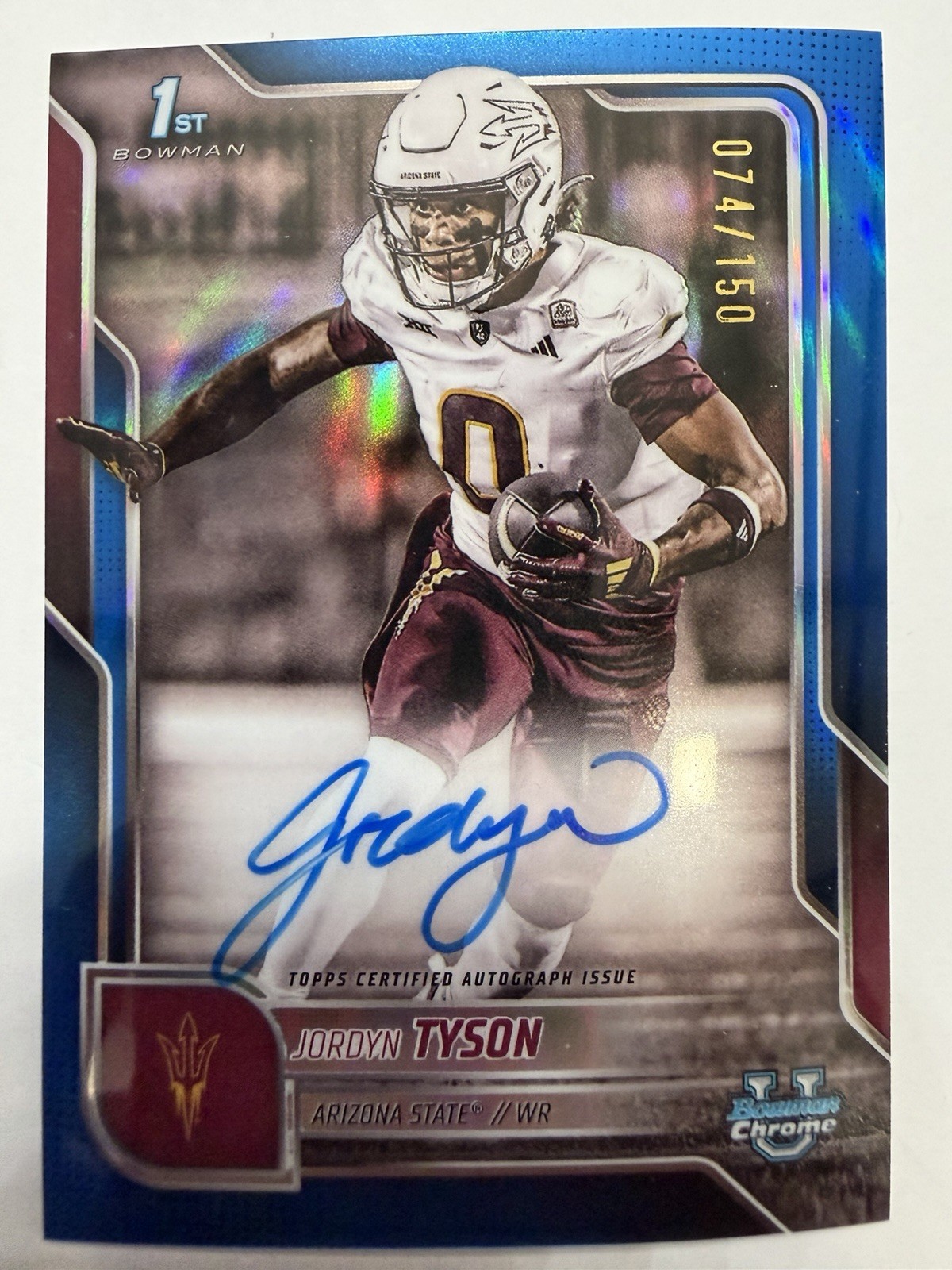 🔥2025 Bowman Chrome U JORDYN TYSON 1st Bowman Blue On-Card Auto #d #d /150 SP
