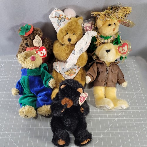 Ty Attic Treasures Plush Bear Lot 6 Vintage 90s Jointed Baron Precious Ivan +++