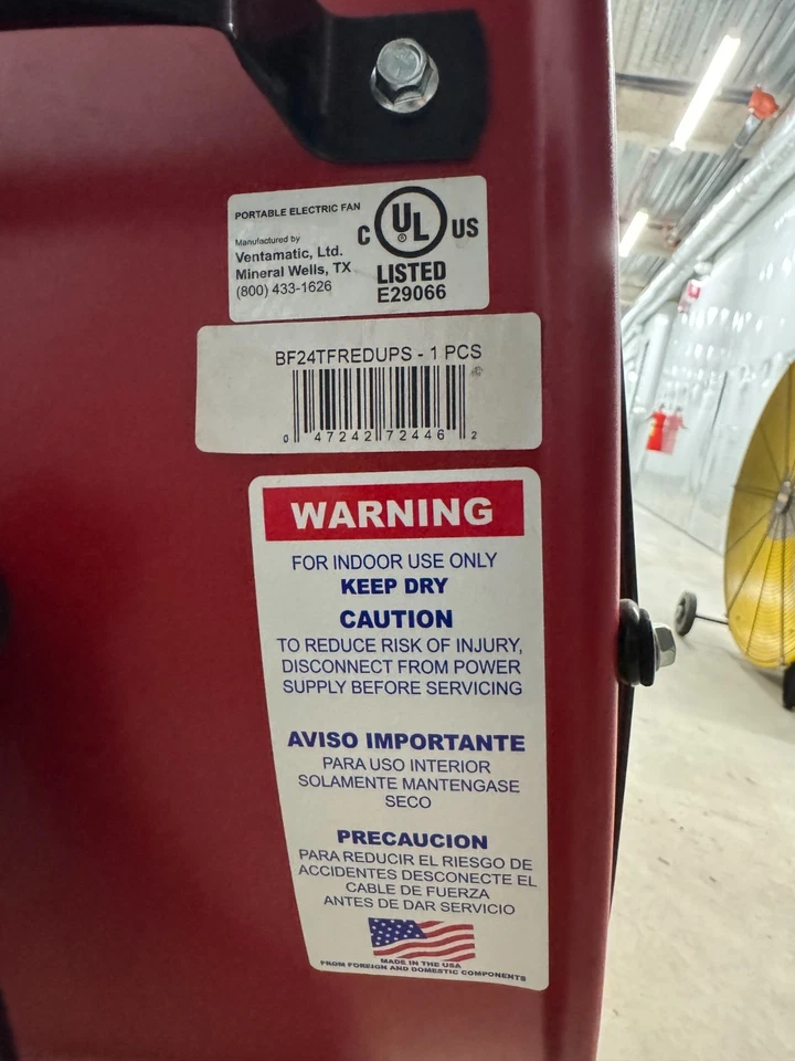 Ventilador industrial Maxx Air 24" ventilador de tambor resistente para taller - rojo, cuerpo ancho Foto 4 de 4