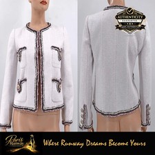 Chanel 20C New Tweed Runway Braided Trim 4 Pockets Jacket with CC Logo 36 38 New