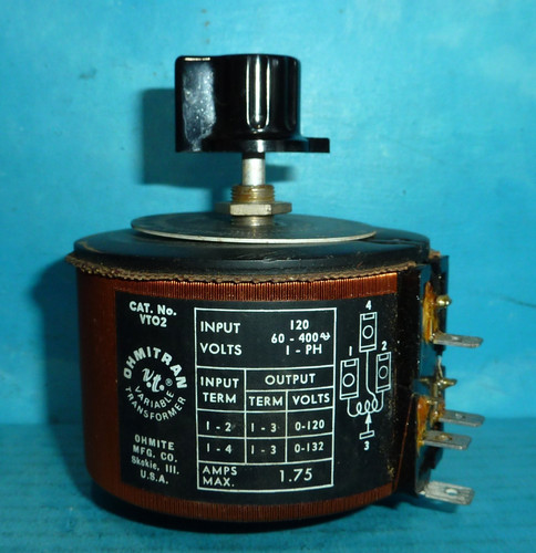 Ohmite Ohmitran Variac VT02 0-132VAC 1.75 Amps w/ Knob & Dial Plate