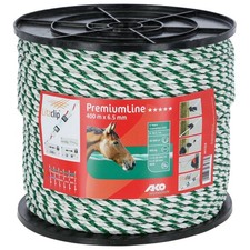 Elektrozaun Weidezaunseil Elektroseil wei&szlig;/gr&uuml;n 6,5 mm 0,10 Ohm/m 400 m