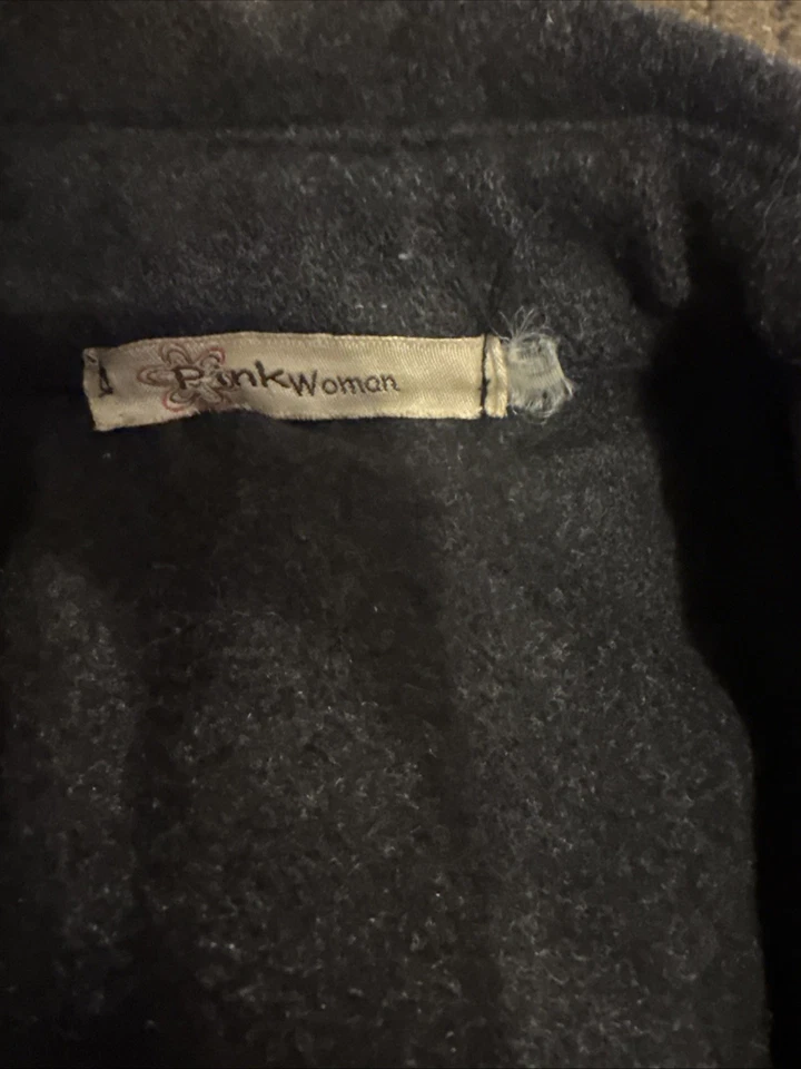 Abrigo rosa mujer gris medio largo guisante talla S Foto 4 de 4