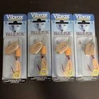 Lot of 4 Blue Fox Super Vibrax Glow Skirt & Bell #4 Blade 3/8oz  10g Glow Orange