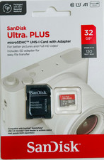 Lot of 10 SanDisk Ultra PLUS 32GB microSDHC UHS-I Cards w/ SD Adapters - New