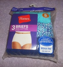 VINTAGE NEW HANES 3 BLUE BRIEFS PANTIES SIZE 6 COTTON NO RIDE UP 11