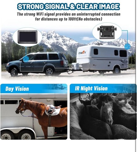 EWAY WiFi Magnetic Hitch Wireless Backup Camera rechargeable - Picture 5 of 10