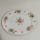 Minton Marlow 12 1/2" Oval Serving Platter Swirl Floral Gold Globe Backstamp