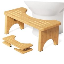 Squatting Potty for Adults Foldable, 7In Toilet Poop Stool Squat 1 Pack Bamboo