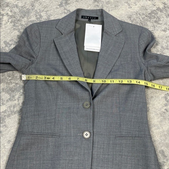 Theory Two Button Blazer Jacket Wool Gray Sz Care… - image 7