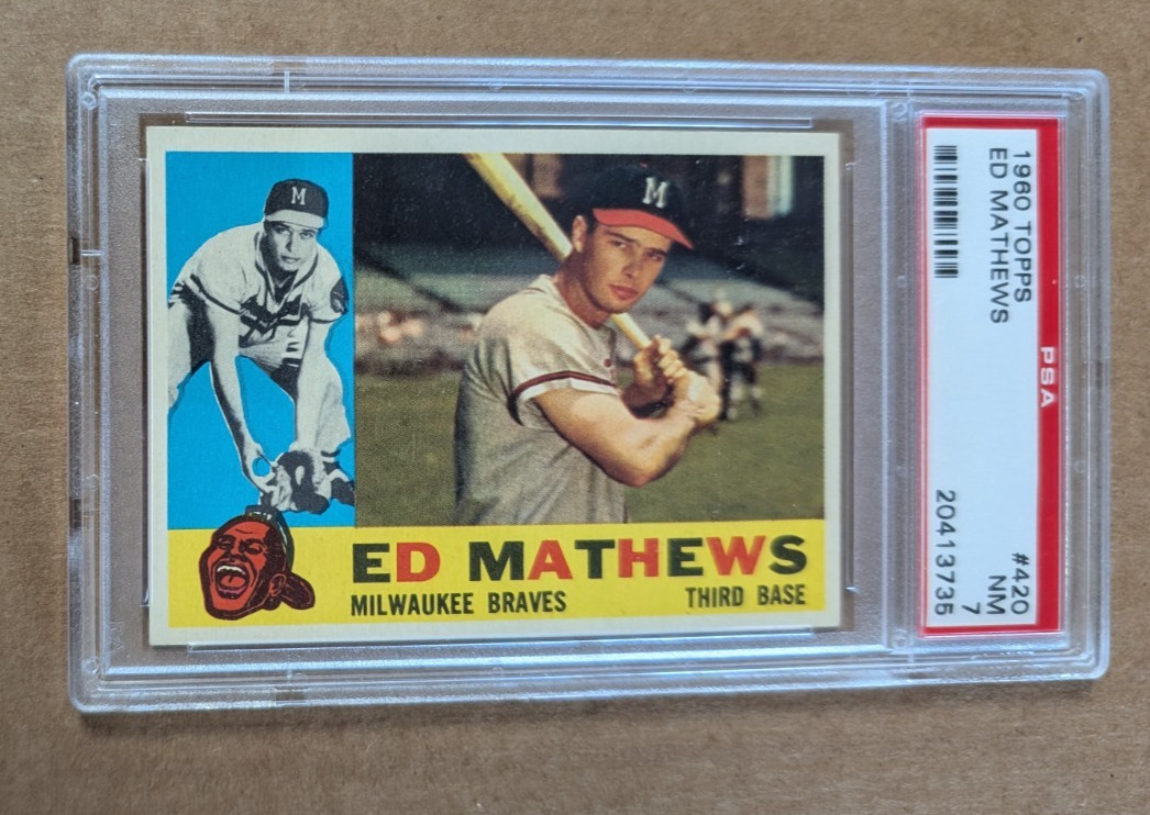 1960 Topps Ed Eddie Mathews #420 Milwaukee Braves PSA 7 Near Mint
