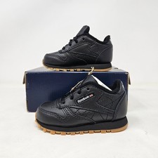 Reebok Classic Leather 'Black Gum' Comfy Athletic Shoes / V69625 / Infant Size 4