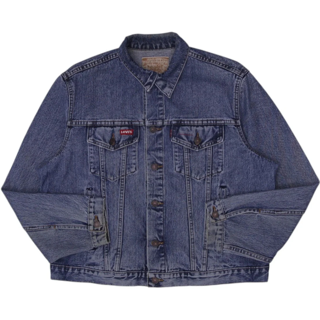 Vintage Levis Trucker Jacket Washed Blue Denim PolyGram Graphic