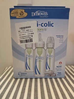 Dr. Brown's 8 oz Options +Anti-colic Narrow Bottles, 3-Pack + Happy Paci
