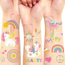 Unicorn Temporary Tattoos for Kids Girls - 94 Glitter Styles Unicorn Rainbow Fak