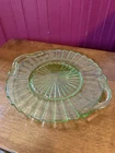 Green depression glass Plate in the Sierra pattern With Handles