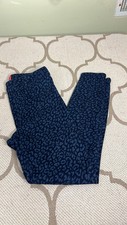 SPANX-JEAN-ISH Pull On Denim Ankle Leggings Jeggings Blue Leopard size SMALL