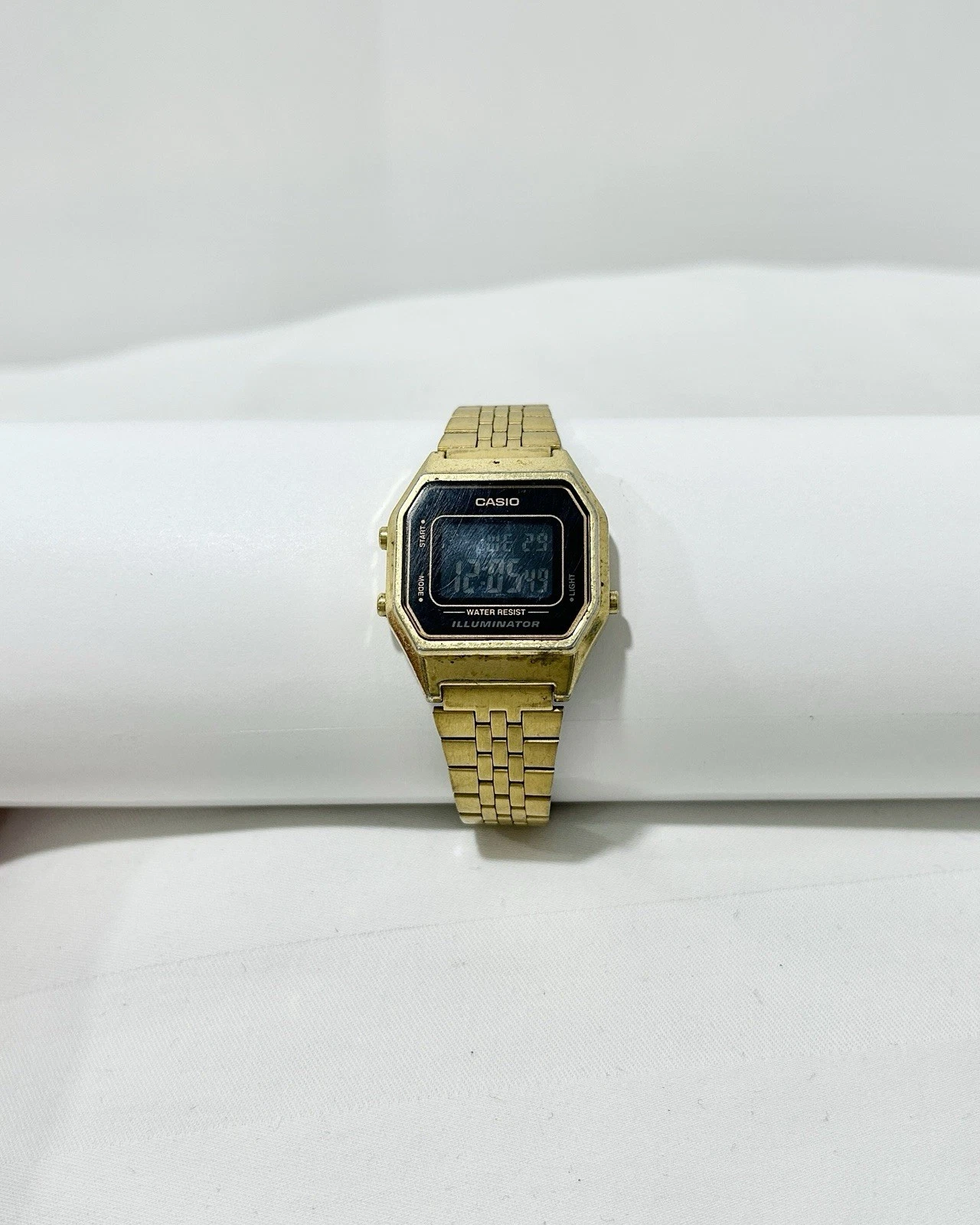 CASIO Ladies LA680W Gold Tone Metal Quartz Digital Vintage Watch W23 *WORKING