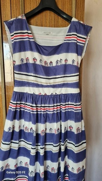 Women Laura Ashley Dress Multicolor Cotton 40 / L #A3PV