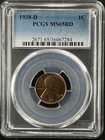 1938-D  1C RD Lincoln Wheat One Cent  PCGS MS65RD  36067284