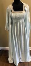 Vanity Fair Nightgown Peignoir Robe Set Sz 32 S Vintage Nylon Pale Blue Lace