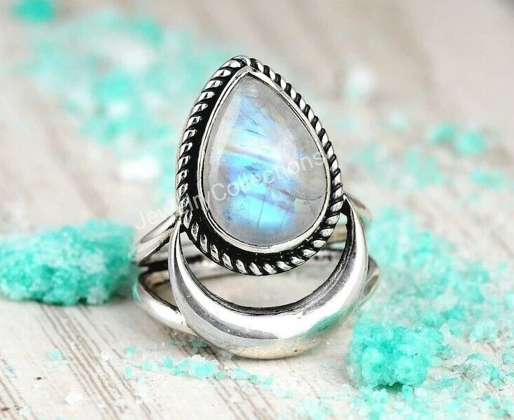 Crescent Moon Ring Silver