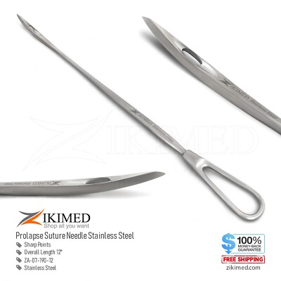 Prolapse Suture Needle Stainless Steel Overall Length 12''
