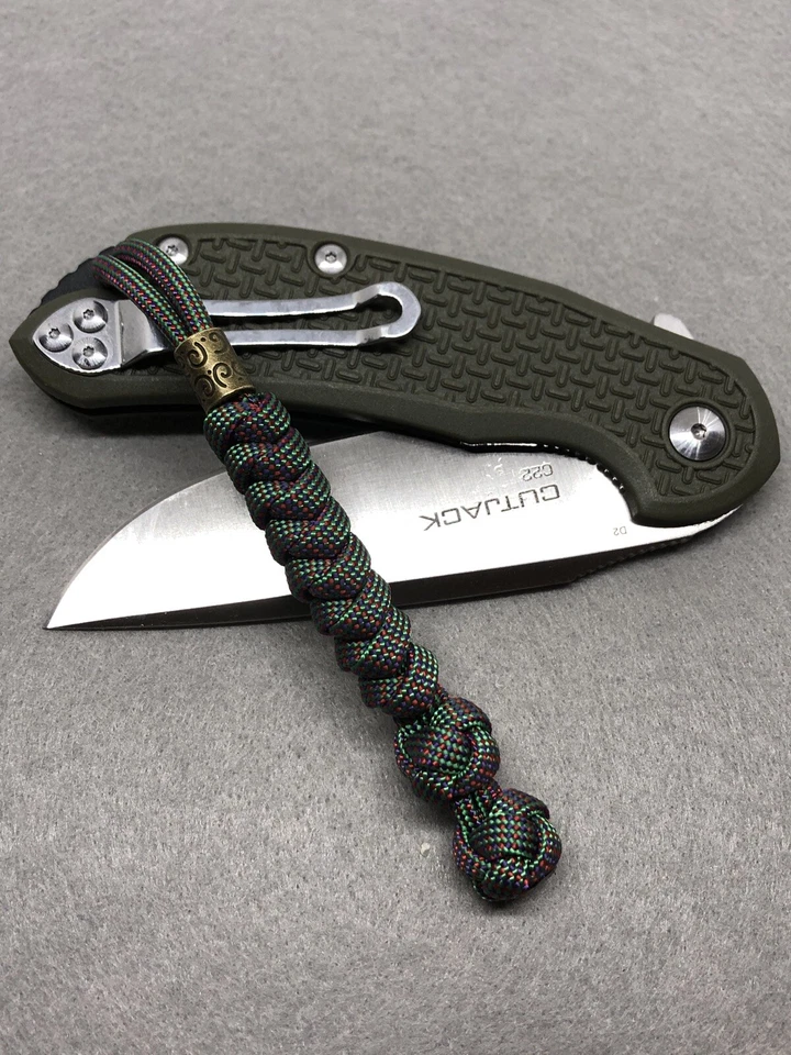 550 Paracord нож ремень 2pk, хамелеон шнур змея узел с латунной бусиной - Изображение 3 из 4