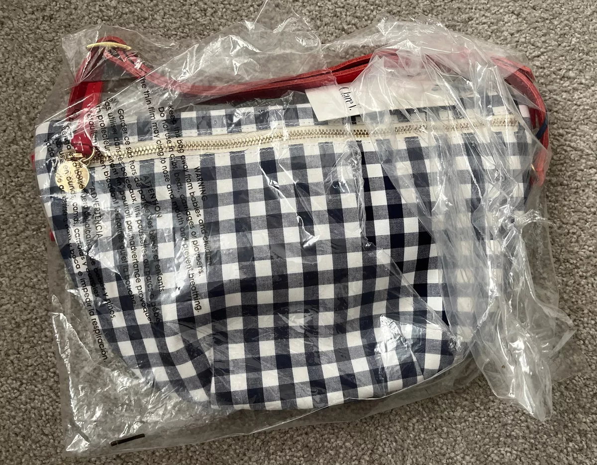 Clare V Grande ShopBop Fanny Pack Navy Gingham - Details In Description  RARE!