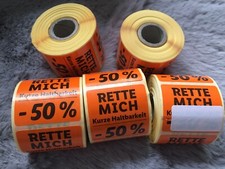 °° 5 Rollen  °°  ETIKETTEN °°°  50 %  °°° kurze Haltbarkeit  °°° RETTE MICH
