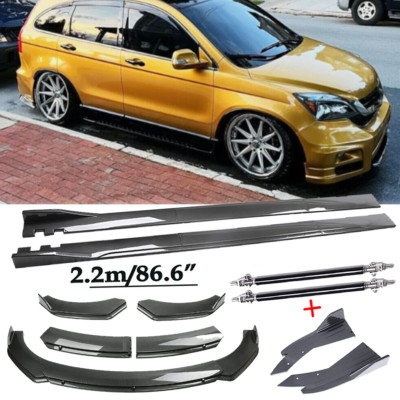 For Honda Pilot Carbon Fiber Front Bumper Lip Spoiler 86.6'' Side Skirt Kit
