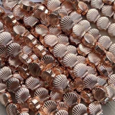 Hematite 8x9mm Clamshell Metallic Copper Semi Precious Stone Q10 Beads per Pkg