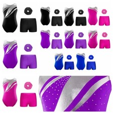 Kids Girls Dancewear Sparkly Jumpsuit Competition Outfit Biketard Activewear