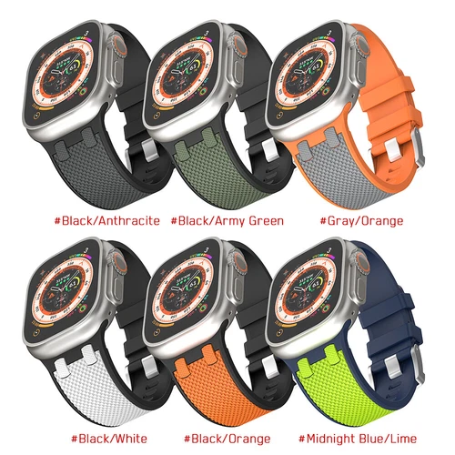 Rubber Sport Band Silicone Strap for Apple Watch 9 8 7 6 5 SE Ultra 2 44/45/49mm - Picture 2 of 40