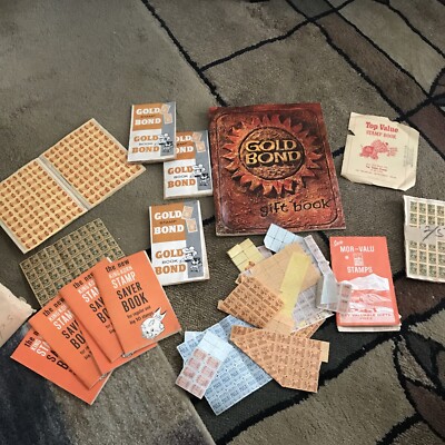 Nice Old Lot of  Stamps Gold Bond Stamps + Book King Korn Top Value Blue Chip