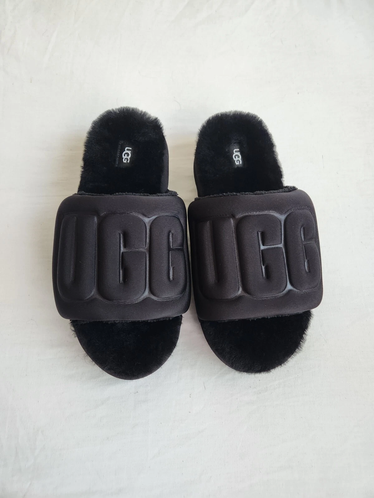 Nuovo UGG Maxi Graphic Slide da donna nero taglia 9 1131992 BBLC