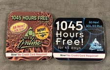 2 Vintage AOL 8.0 Install CD, 1045 Hours Free Factory Sealed Collectors Tin