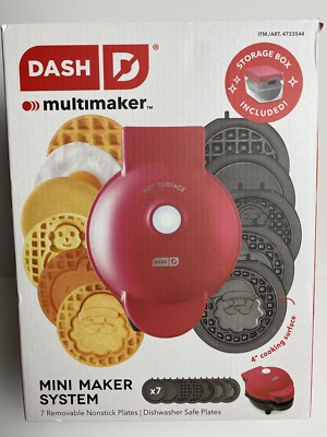 Dash MultiMake Mini System Holiday Waffle Maker with Removable Plates NEW